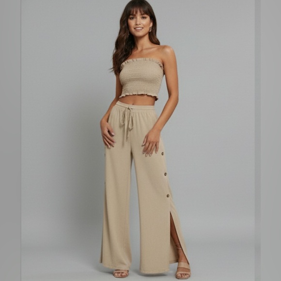 Boho Frill Trim Tube Top & Split Hem Pants - Picture 6 of 11